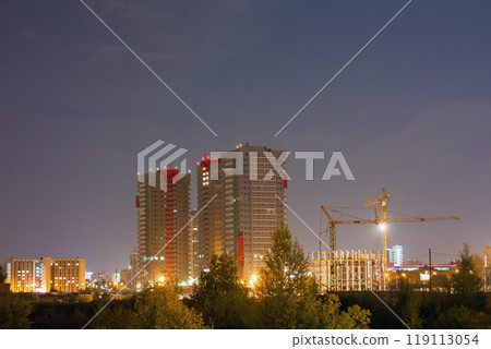 The residental area and the building in the night The residental area and the building in the night 119113054