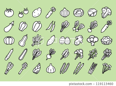 簡單的蔬菜插畫集（畫線） 119113460