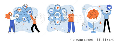 Unconventional thinking vector illustration. Success is destination for those who navigate seas unconventional innovation Each unique idea is puzzle piece forming mosaic your identity 119113520