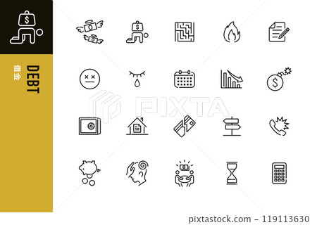 Debt simple line icon 119113630