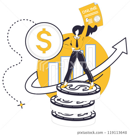 Credit score vector illustration. Examining credit rating is like reading financial poetry inscribed in economic records Bankers dance with rhythm credit scores, orchestrating harmonious financial 119113648