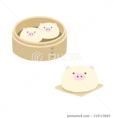 蒸籠裡的豬肉包一套 蒸籠裡的豬肉包一套 119113685