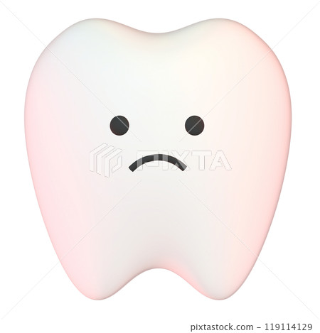 白牙角色的 3D 插圖，從正面看臉（有問題的臉） 119114129