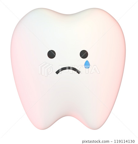 白牙角色的 3D 插圖，從正面看臉（哭臉） 119114130