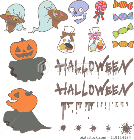 一組各種萬聖節插畫 一組各種萬聖節插畫 119114184