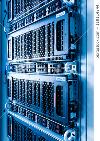 Array of data storage hard drives in internet data center Array of data storage hard drives in internet data center 119114244