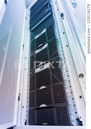 Server room with a row of server racks 119114279