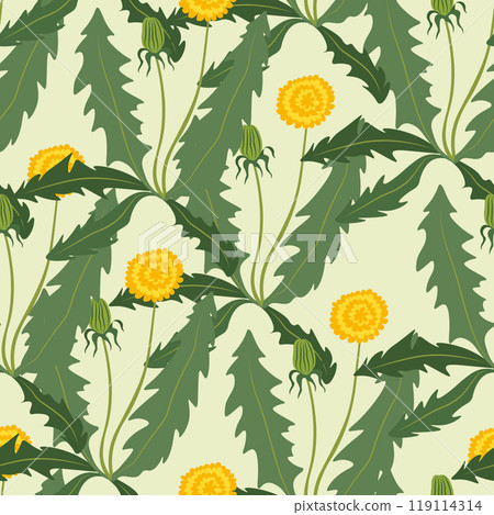 Yellow Dandelions Seamless Pattern vector 119114314
