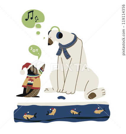 Bear And Penguin Singing Together Bear And Penguin Singing Together 119114356