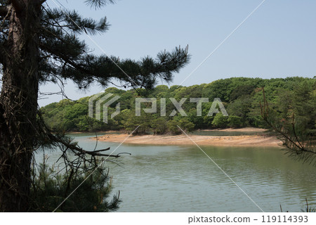 A view of Kamata Pond in the Kyushu University Forest in Sasaguri, Fukuoka Prefecture. 119114393