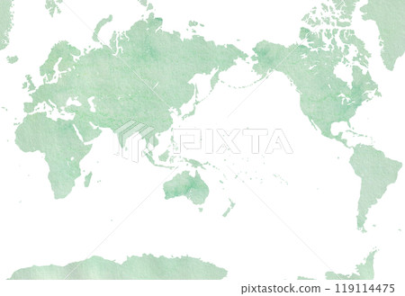 手繪以日本為中心的水彩風格世界地圖 手繪以日本為中心的水彩風格世界地圖 119114475