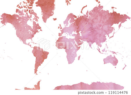 Hand drawn watercolor style background transparent world map Hand drawn watercolor style background transparent world map 119114476