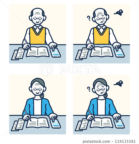 People who write a household account book - elder man and elder woman 119115381
