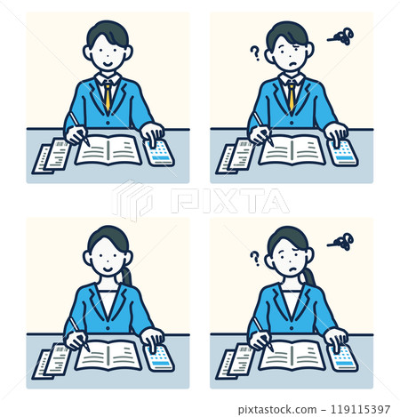People who write a household account book - wearing business suit young man and woman People who write a household account book - wearing business suit young man and woman 119115397