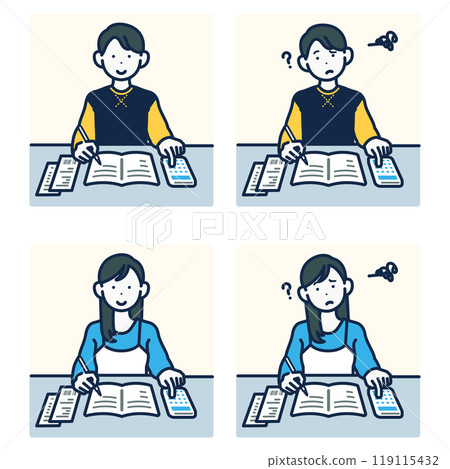 People who write a household account book - young man and woman 119115432