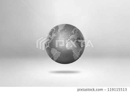 Concrete world globe isolated on white background. Symbol of devitalized earth 119115513