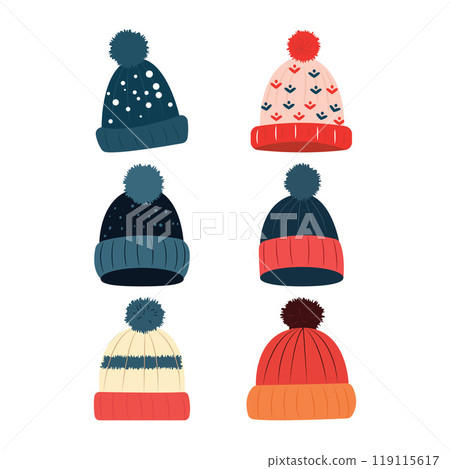 Collection of Cute Warm Winter Knitted Wool Hat with Pom Pom Ball 119115617