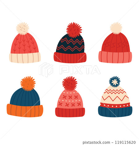 Collection of Cute Warm Winter Knitted Wool Hat with Pom Pom Ball 119115620