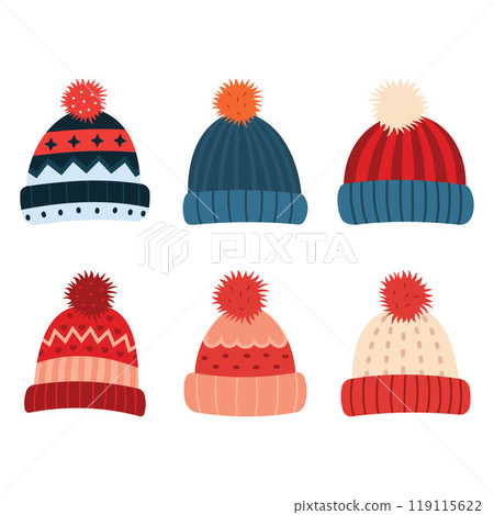 Collection of Cute Warm Winter Knitted Wool Hat with Pom Pom Ball 119115622