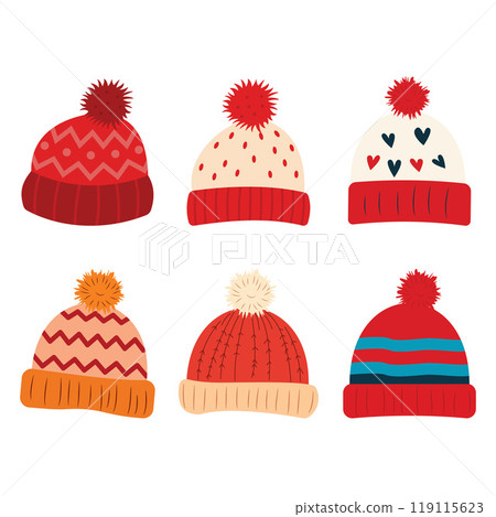 Collection of Cute Warm Winter Knitted Wool Hat with Pom Pom Ball 119115623