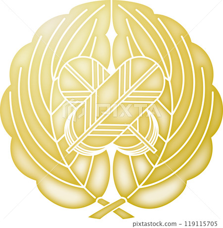 Family crest: Embracing oak and hawk feathers [gold] 119115705