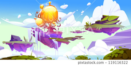 Floating islands with magic tree in sky 119116322