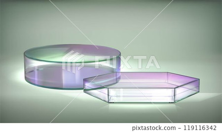 Geometric glass podiums isolated on background 119116342
