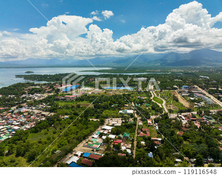 Aerial view of city of Puerto Princesa on the island of Palawan. Philippines. 119116548