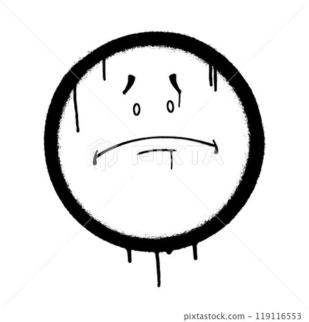 Graffiti emoticon. Smiling face painted with smudges of spray paint. Vector illustration 119116553