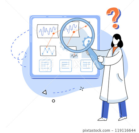 Competitors analysis vector illustration. Success, treasure, lies hidden within competitive landscape, waiting to be uncovered by astute analysis Competitors analysis metaphor, puzzle, assembles 119116644