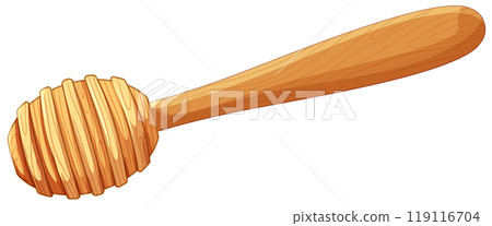 Wooden Honey Dipper Illustration 119116704