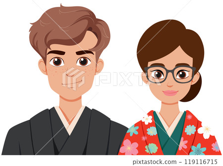 Traditional Japanese Couple Illustration 119116715
