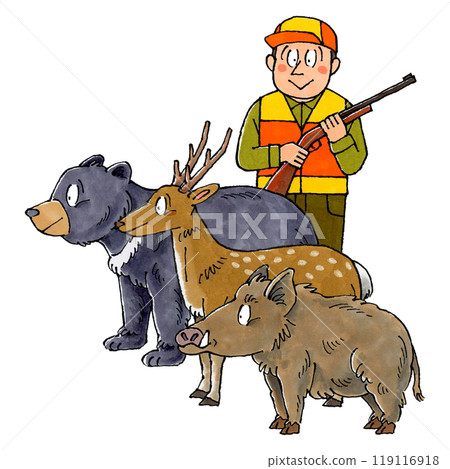 獵人、黑熊、鹿和野豬 119116918