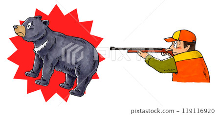 Asiatic black bear hunted with a rifle Asiatic black bear hunted with a rifle 119116920