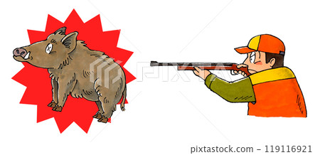 Wild boar hunted with a rifle 119116921