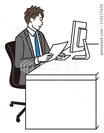 A man who works on a personal computer A man who works on a personal computer 119117078