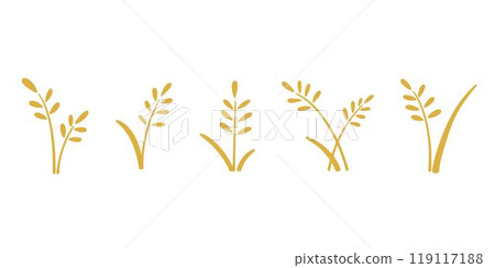 Set of golden ripe ears of cereal crop Set of golden ripe ears of cereal crop 119117188