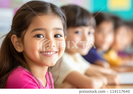 Indian children taking classes at a Japanese elementary school 119117640