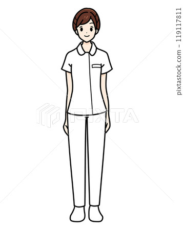Female nurse standing pose in pants style Female nurse standing pose in pants style 119117811