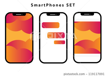 Vector illustration of a smartphone screen showing a smartphone screen 119117891