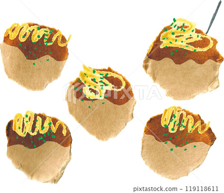 Cute takoyaki illustration material Cute takoyaki illustration material 119118611