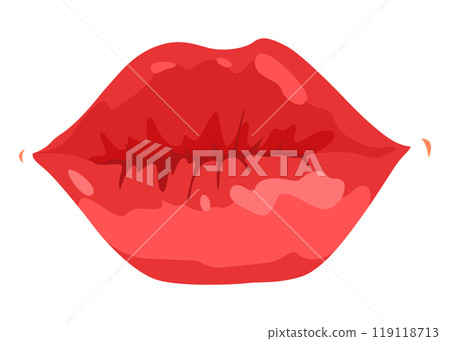 Red lip female. Woman expressed emotion, beauty concept. Modern flat vector design illustration 119118713
