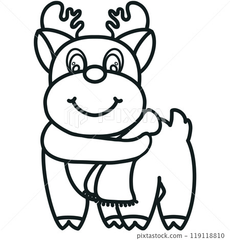 Minimalist Outline Drawing of a Christmas, Elegant Design, Cute hand drawn. 119118810