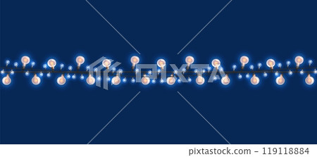 Colorful light garlands adorned with ribbons create a charming holiday ambience, perfect for brightening up indoor and outdoor spaces during Christmas celebrations 119118884