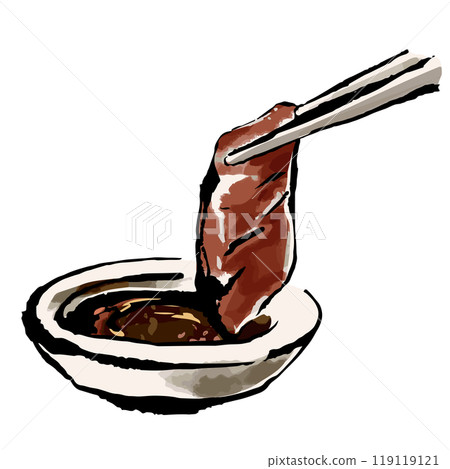 烤肉沾醬手繪插畫 119119121