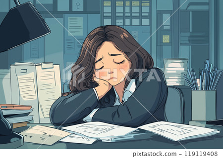 Business woman tired from work 119119408