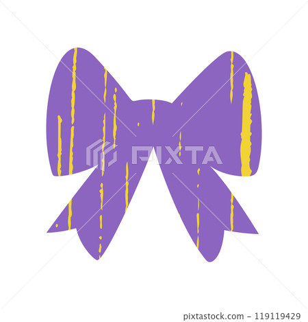 A textured retro bow or ribbon in a flat vector style A textured retro bow or ribbon in a flat vector style 119119429