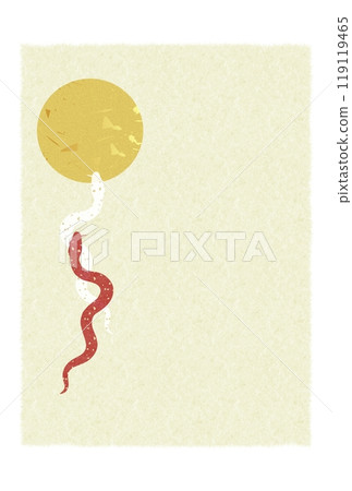 New Year 2025 Japanese paper red and white golden snake background 119119465