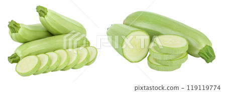 zucchini or marrow isolated on white background with full depth of field 119119774