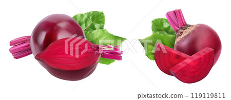 beetroot half isolated on white background with full depth of field 119119811